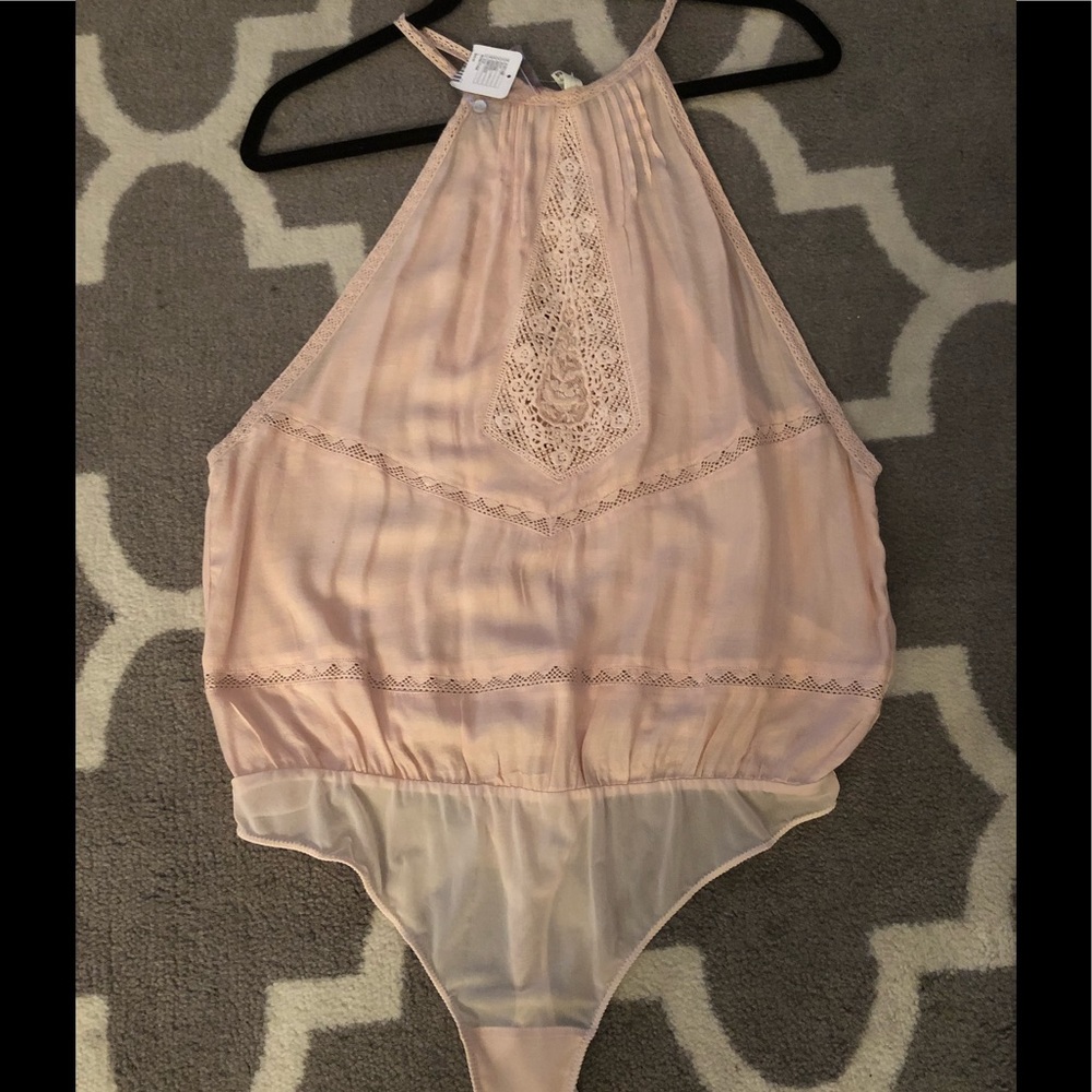 Free people light pink bobysuit
